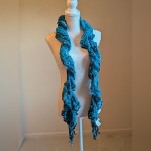Elegant Blue Ruffled Scarf